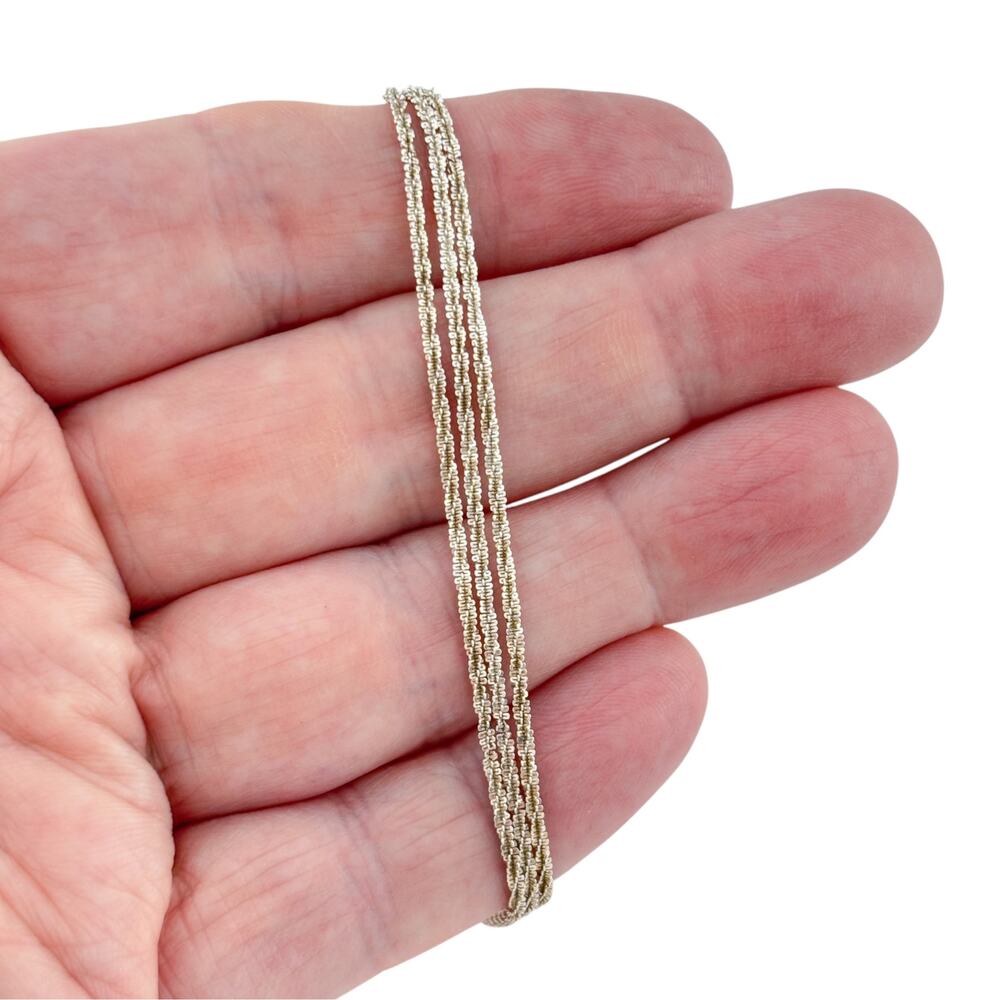 Vintage Sterling Silver 925 Multi Strand Bracelet 7.75-9.75"